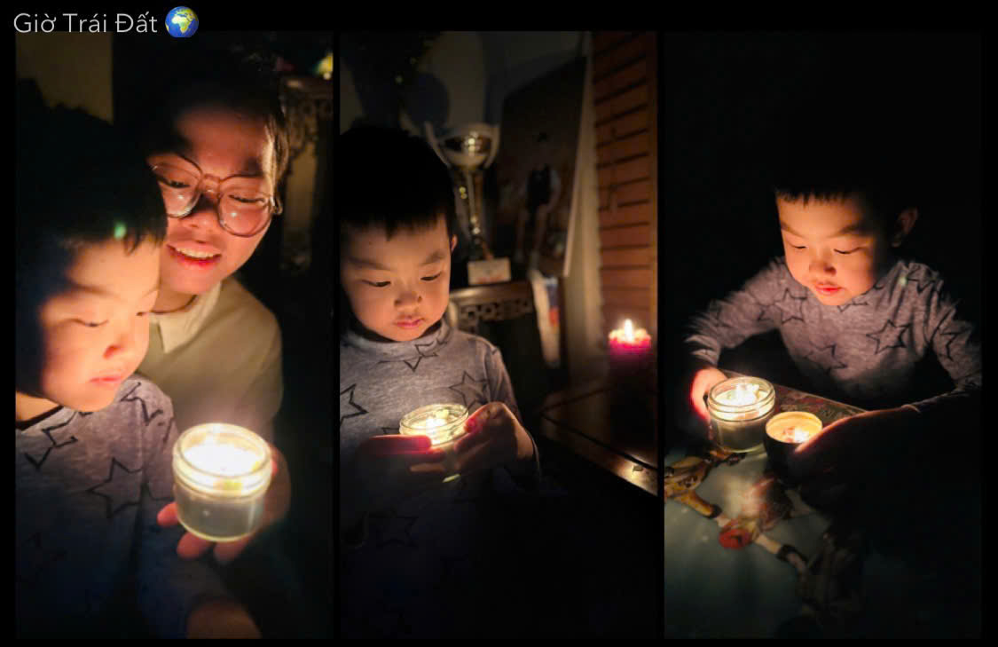 A collage of a child holding candles
Description automatically generated
